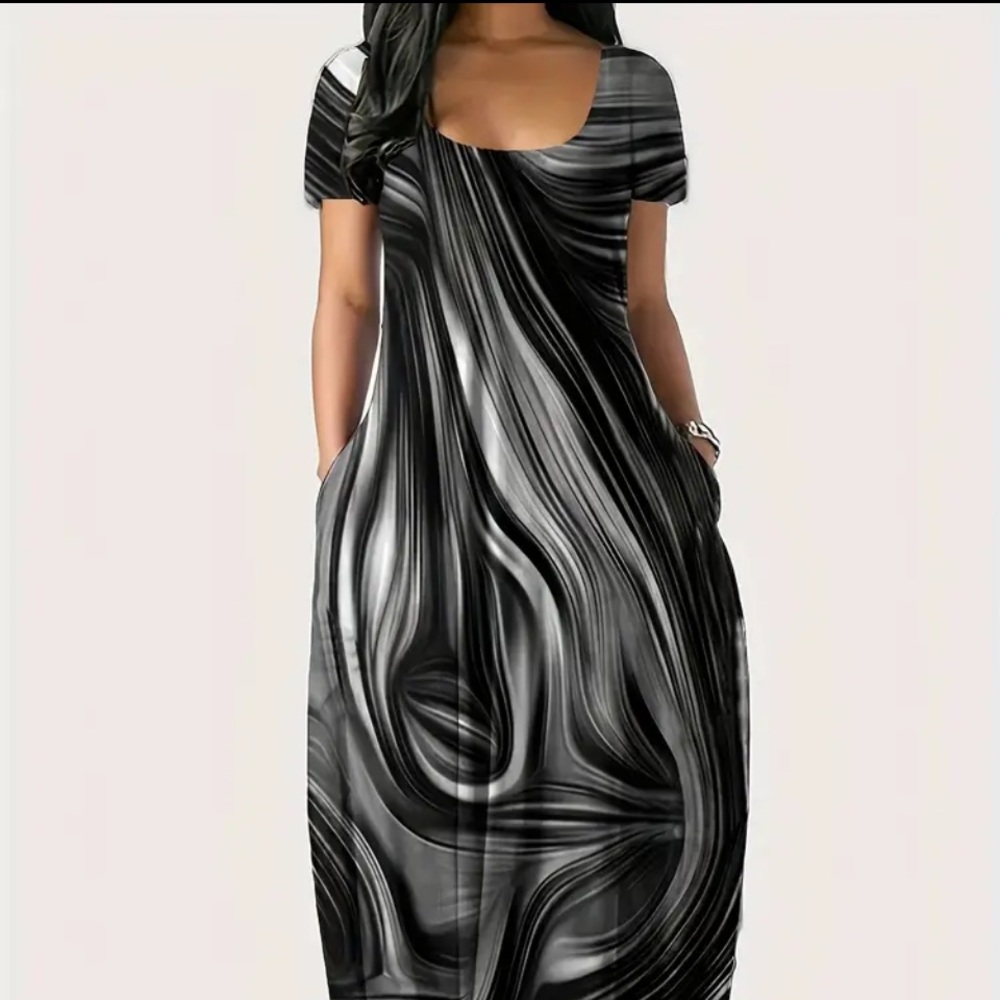 Plus Size Artistic Print Maxi Dress